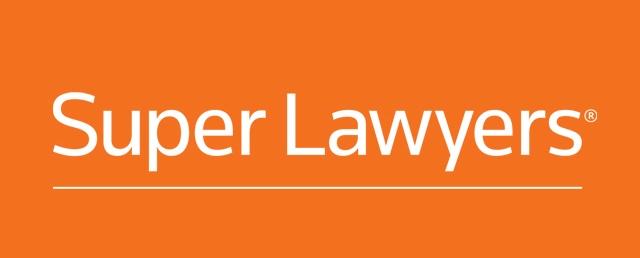 Orange background with the words "Super Lawyers®" in white text.