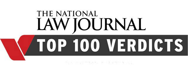 Logo of The National Law Journal's "Top 100 Verdicts" with bold text on a black and gray background.