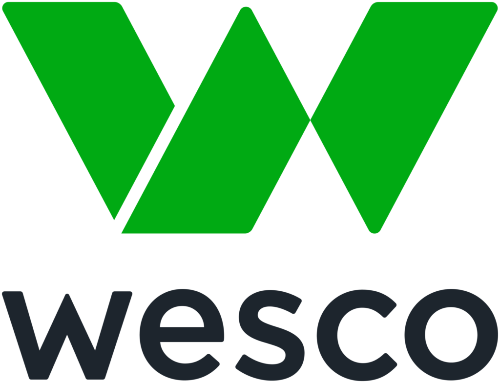 Green "W" logo above the word "wesco" in lowercase black letters, on a transparent background.