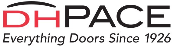 Logo of DH Pace with the slogan "Everything Doors Since 1926" in black and red text.