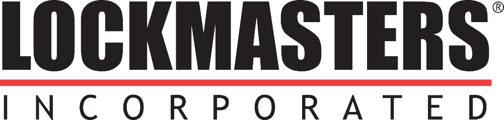 Logo of Lockmasters Incorporated with bold black text and a red underline.